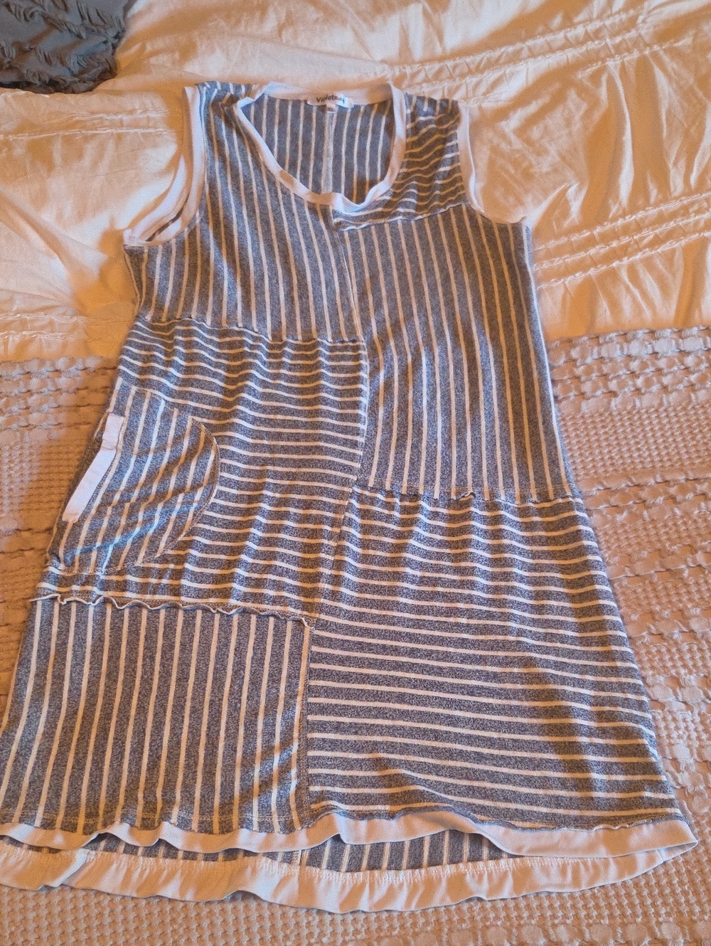 Blue and White Striped Tank Dress Lg